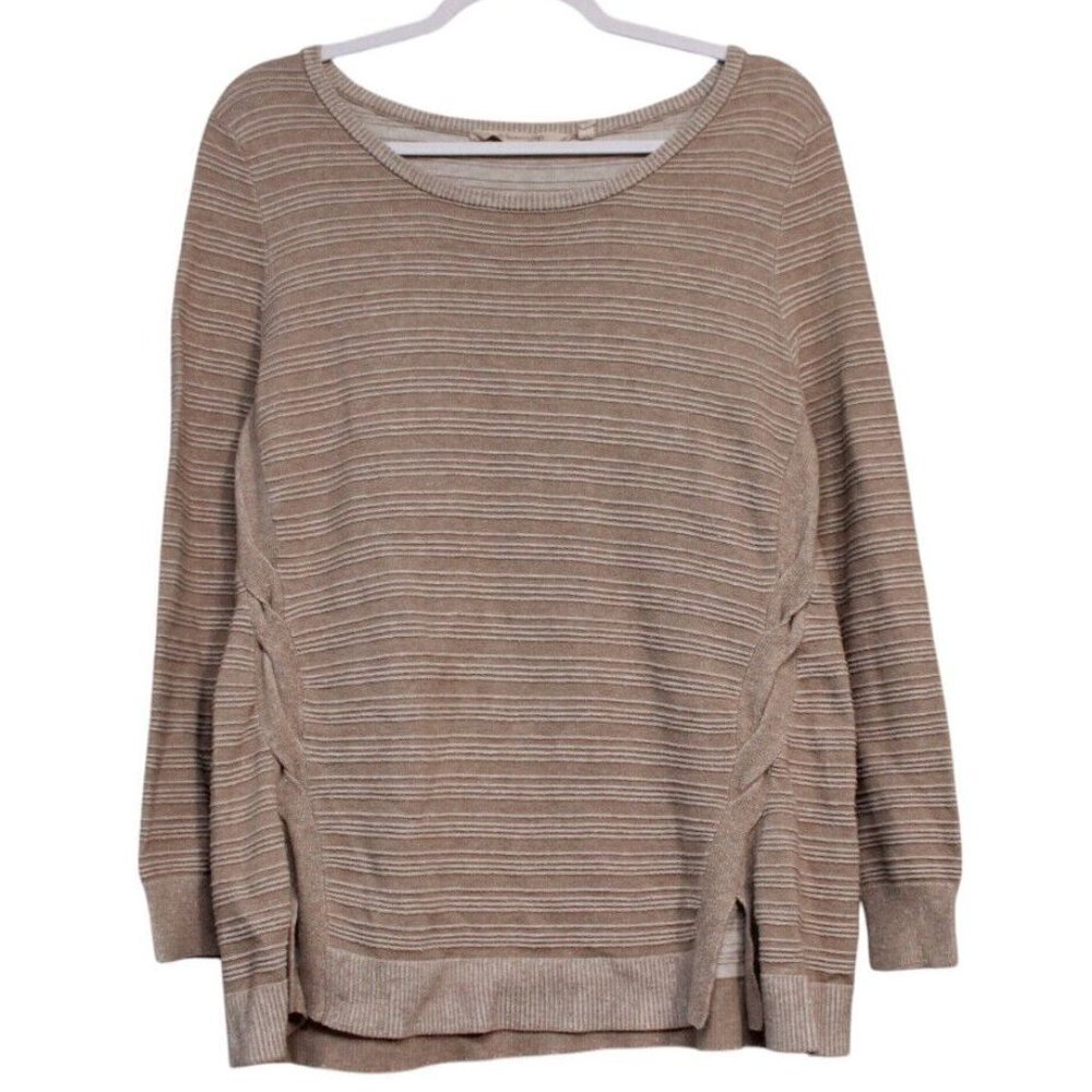 Soft Surroundings Sweater Small Oversized Cable Knit Lagenlook Preppy Boho Beige